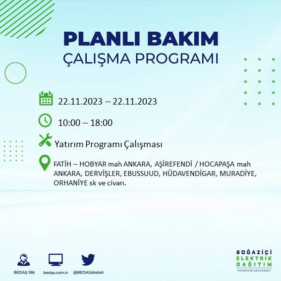 İstanbul'un bu ilçelerinde yaşayanlar dikkat: Saatlerce sürecek elektrik kesintisi için hazır olun 23